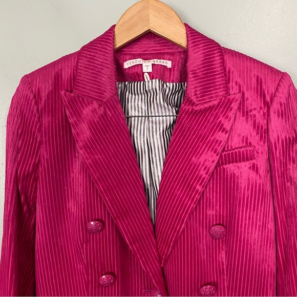 Veronica Beard Gaya Dickey Jacket‎ Blazer Pink Velvet Corduroy Size 2 - Picture 3 of 10